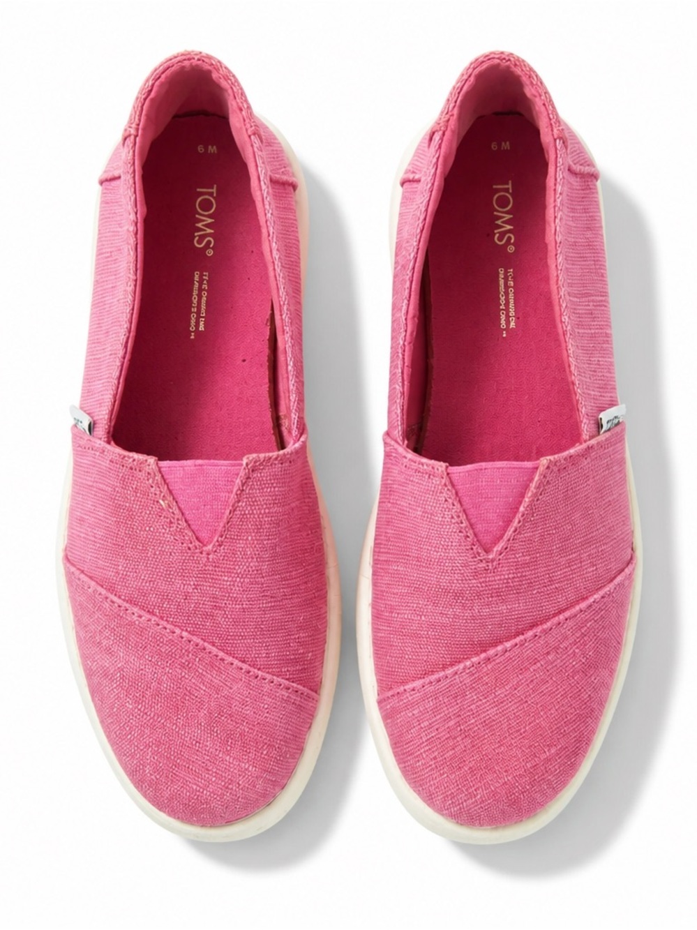 TOMS Pink Canvas Slip-On Flats